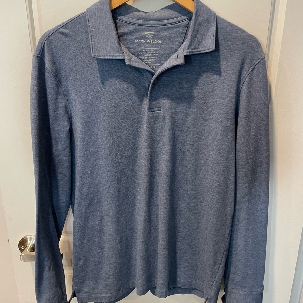 Mack Weldon Silver long sleeve polo Small